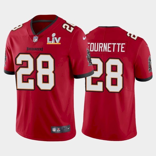 Men's Tampa Bay Buccaneers #28 Leonard Fournette Red NFL 2021 Super Bowl LV Limited Stitched Jersey
